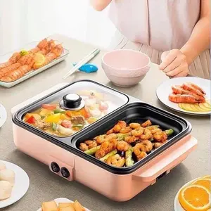 MINI ELECTRIC HOTPOT / STEAMBOAT & GRILL PAN / BBQ MULTIFUNGSI 2IN1 / SHABU ELEKTRIK