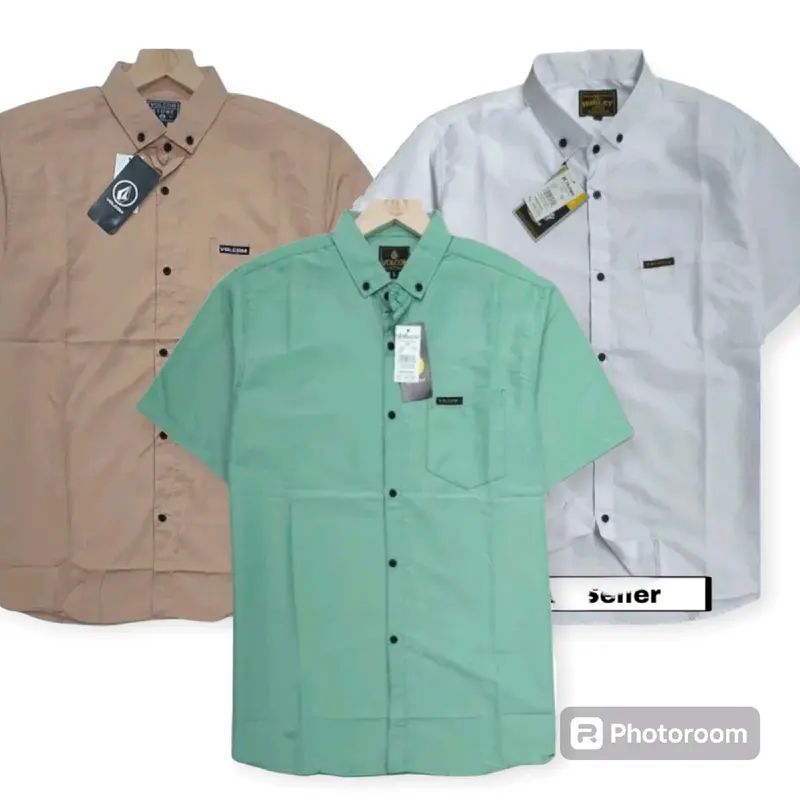 PAKET 3PCS 60RIBU KEMEJA POLOS PRIA LENGAN PENDEK Katun Nyaman Putih Hitam Slimfit Navy Casual Formal Semi Panjang Basic Coklat 3