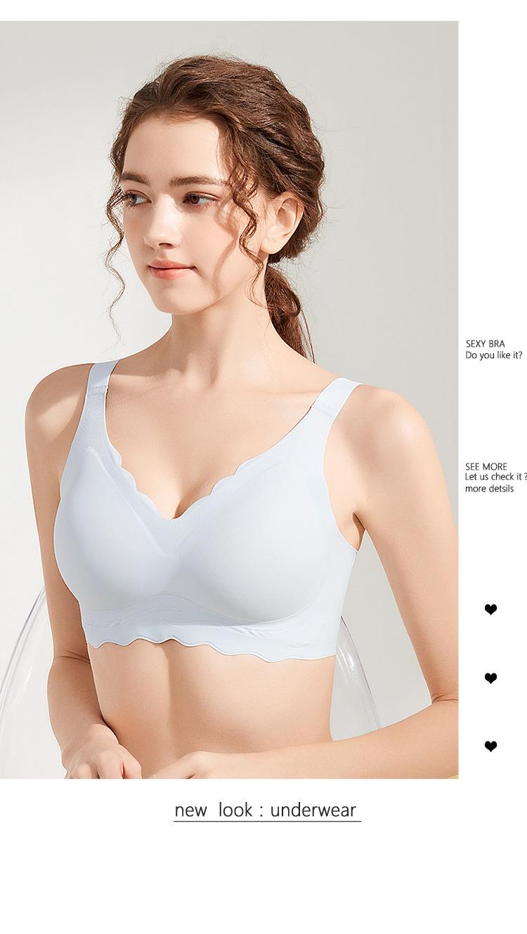 Product Introduction of Jelly strips non-marking large size underwear female summer thin section large breasts show small breasts gathered without steel ring fixed cup bra 20