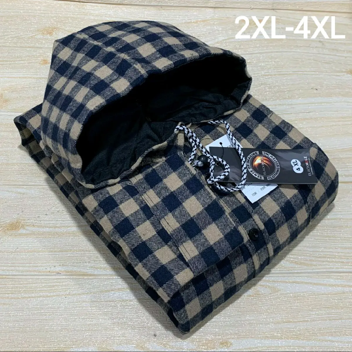 Jumbo Flanel Hoodie Pria Lengan Panjang Premium Terbaru Distro Kotak Sweater Hitam Casual