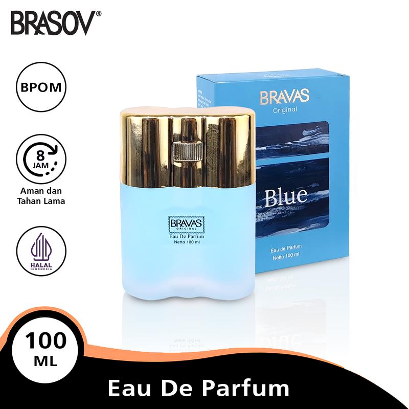 BRAVAS Parfum Pria ORIGINAL 100 ML Eau De Parfum HALAL Perfume Spray Besar  Lelaki EDP Ori Wangi Biru