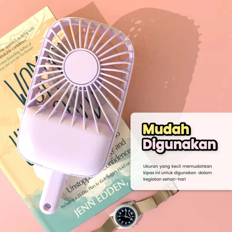 (PRODUK ASLI INFINILAPAN) Kipas Angin Mini Genggam Portable Karakter Ice Cream 3 Speed Wind l Kipas Angin Lucu Portable USB l Mini Fan l INFINILAPAN kipas  mini kipas  minilucu 3