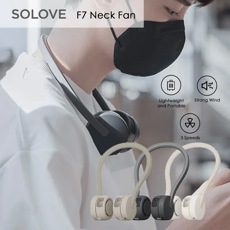 SoLove F7 / F10 Neck Fan Portable 3 Speeds Cooling Strong Wind Usb Charging