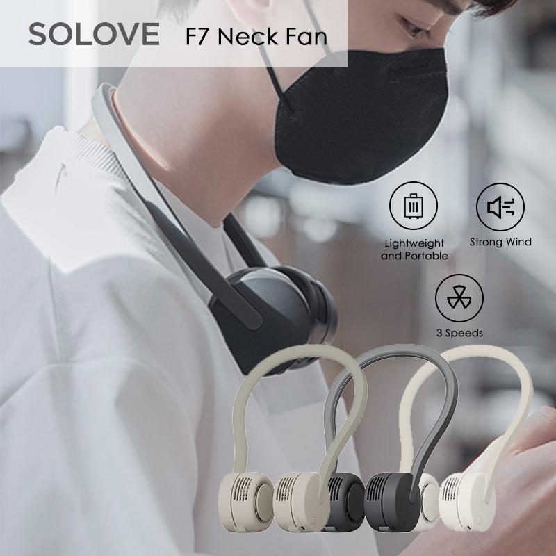 SoLove F7 F10 Neck Fan Portable 3 Speeds Cooling Strong Wind Usb Charging
