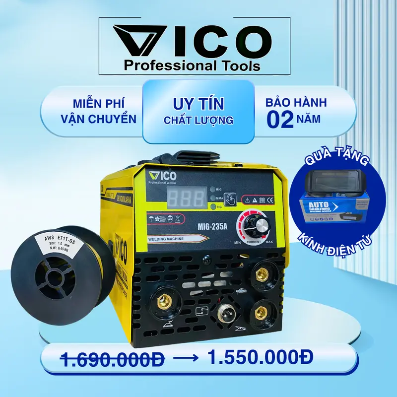 Máy hàn Mig 3 chức năng không khí mini Que-MIG-TIG- chính hãng VICO Việt Nam mayhan  mig máy  hàn  mig  3  chức  năng 0