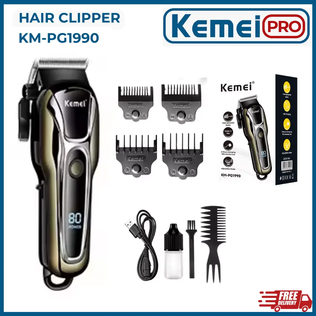 KEMEI PG1990 Alat Cukur Listrik Kemei PG1990 Cordless USB Cable KM-PG1990 Rechargeable Hair Clipper Mesin Rambut KM PG1990   Pencukur Rambut