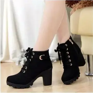 Sepatu Boot Korea High Heels Hak Tinggi Tali Import Boots Wanita Cewek Terbaru Kekinian
