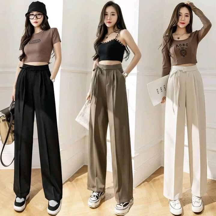 GLAMOUR - Olla Pants Cullote Tali Samping Highwaist Resleting Depan Celana Kasual Wanita Model Terbaru