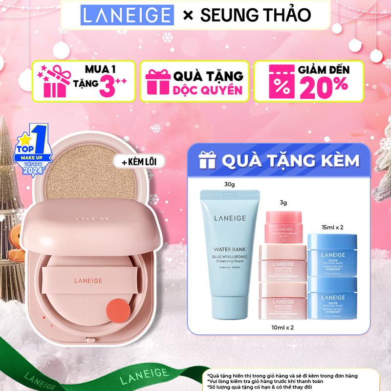 LANEIGExSEUNG THẢO Phiên bản mới Phấn nước che khuyết điểm mỏng nhẹ lâu trôi LANEIGE NEO Cushion Glow 15gx2 kèm lõi thay thế Mỹ Phẩm Cosmetic Women Trang Điểm