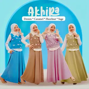 Akhira Set 3in1 Setelan Anak Remaja Perempuan Usia 9-16 Tahun / Setelan Anak Perempuan Terbaru / Setelan Anak Perempuan Trending Termurah Tanggung