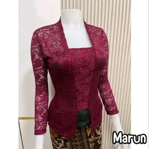 (TETMURAH) kebaya Bali semi Prancis lengan. panjang tanpa kancing/kebaya sofia/kebaya atasan brokat wisuda wanita