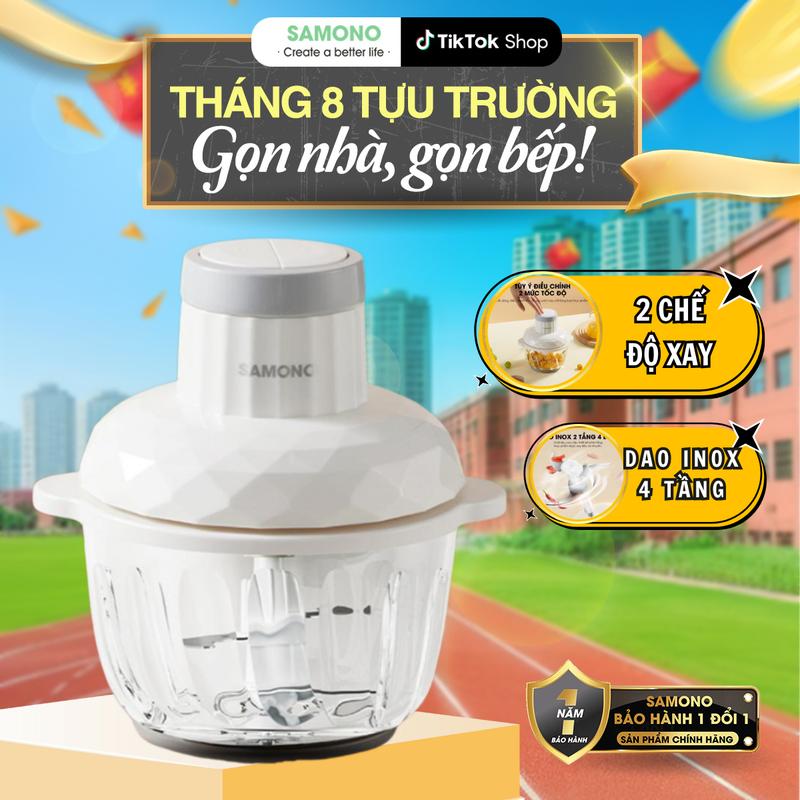 (BH 1 Năm)Samono Máy xay thịt/cua/cá/rau củ/sinh tố/tỏi ớt đa năng 2L 350W, 4 lưỡi dao xay nguyễn cho gia đình, chất lượng bền bỉ hàng đẹp SW-C300, SW-069S