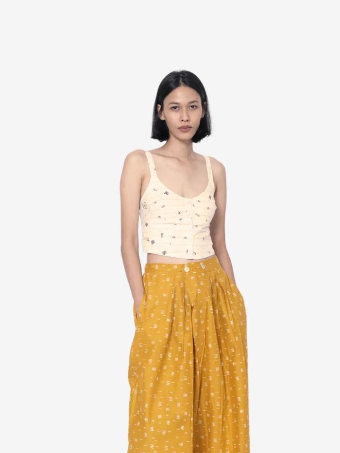 Gambar Celana Dua Kancing Bambu Kunyit Midi dari Sejauh Mata Memandang Kota Administrasi Jakarta Selatan Tokopedia