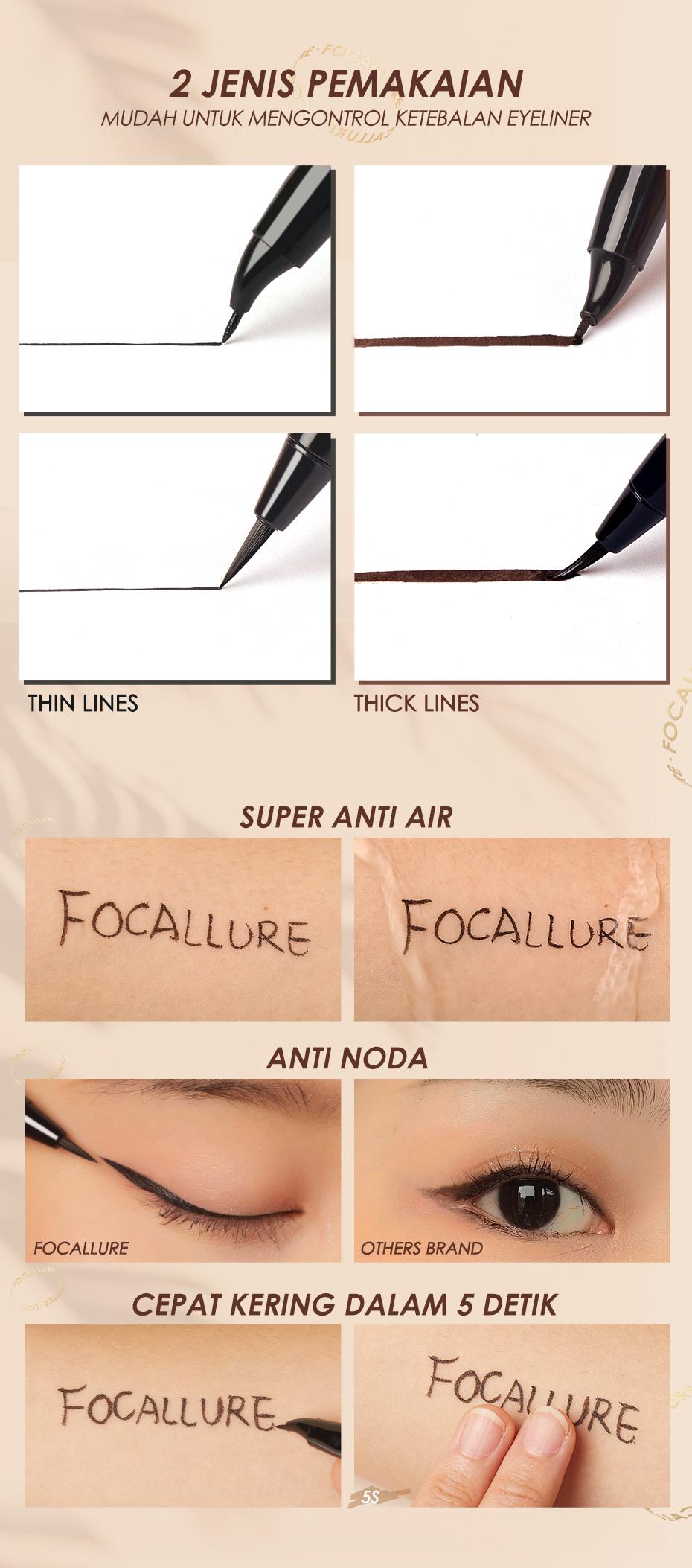 [Official] FOCALLURE Ultra Fine Liquid Eyeliner Quick-dry tahan air #ConfidenceHalo