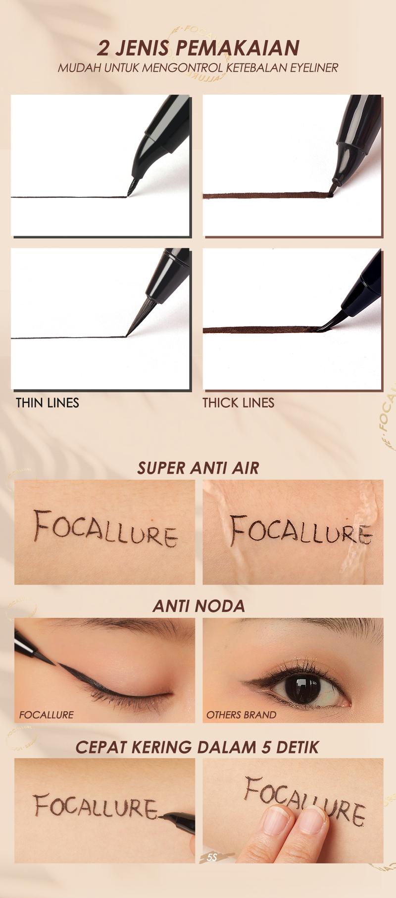 Product Introduction of [Official] FOCALLURE Ultra Fine Liquid Eyeliner Quick-dry tahan air #ConfidenceHalo 4