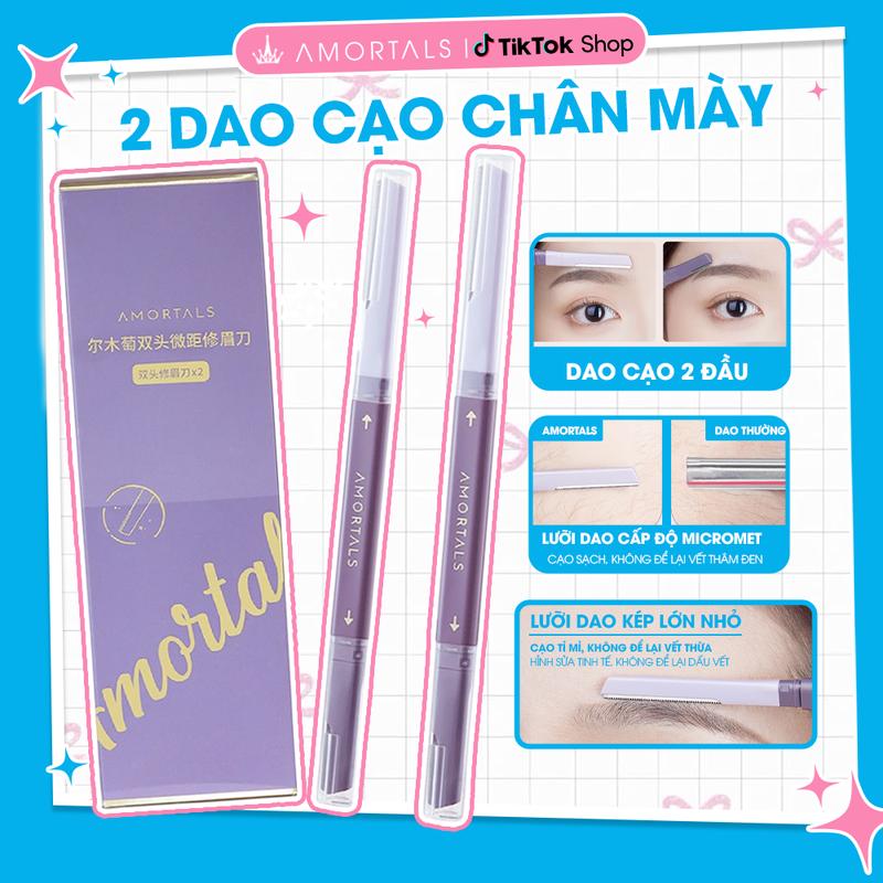  《Amortals Vietnam》Dao Cạo Lông Mày 2 Đầu AMORTALS Hai Đầu Tiện Dụng Dao cạo lông mày tỉa lông mày cạo râu tiện lợi 