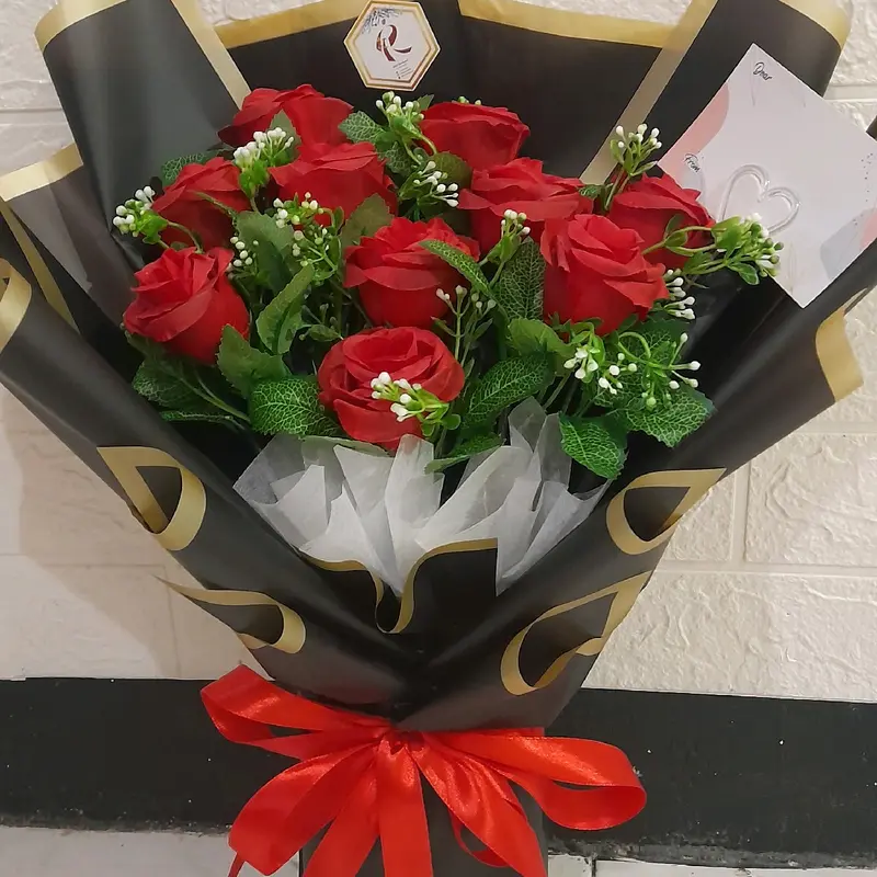 Buket Bunga Mawar Merah (putik )/Buket Wisuda/Buket Tunanagan ( 4 ) 4