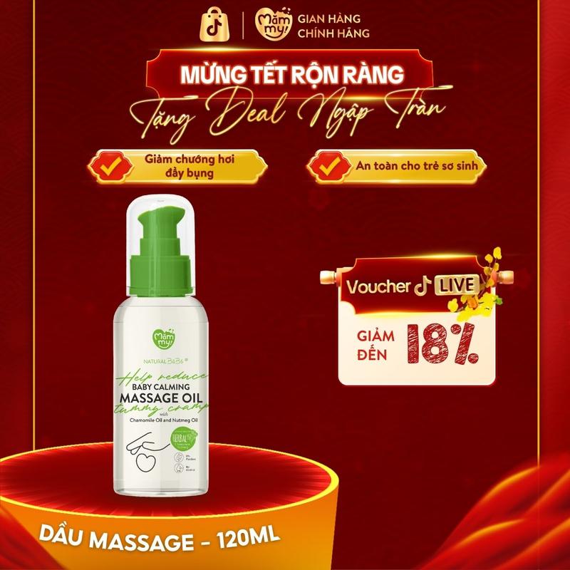  Dầu Massage Natural BéBé MĂMMY Giảm Chướng Bụng Đầy Hơi An Toàn Cho Bé Chai 120ml 
