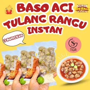 Paket Bundling 3 Bungkus Baso Aci Tulang Rangu Instan Bumbu Lengkap Pedas Food Seblak Kaldu Chili Bakso aci kuah Jajanan grosir gratis ongkir Rp.0 - GST