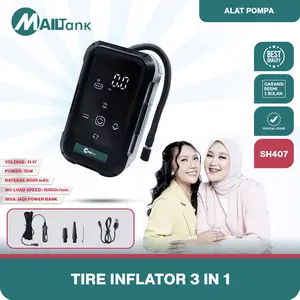 Mailtank SH407 pompa ban elektrik 3 IN 1 portable multifungsi - inflation pump bisa pompa ban motor dan mobil , Power Bank & Senter Emergency | GARANSI 3 BULAN