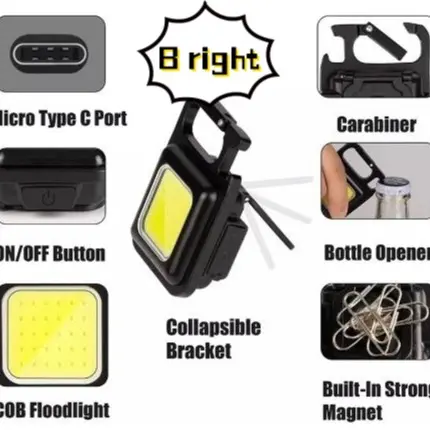 Senter Gantungan kunci LED 3 mode multifungsi 5in1 - Multifungsi - MINI  4 3