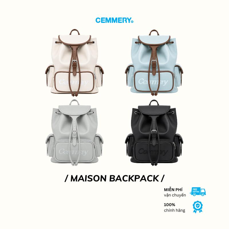 Balo CEMMERY Local Brand Maison BackPack Da PVC Nắp Cài Đựng Vừa Laptop 14 inch 4 Màu Sản Phẩm Mới