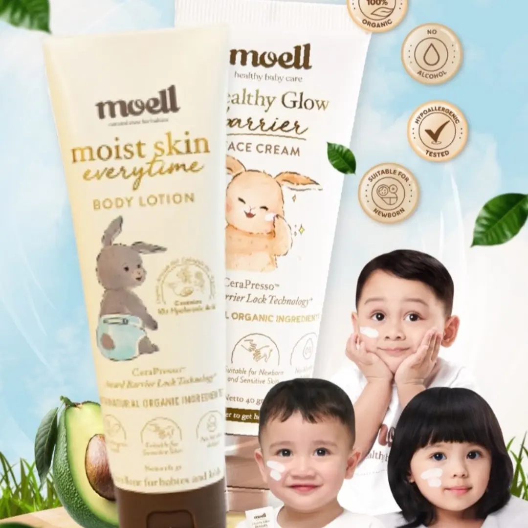 [BUNDLE MOELL] MOELL BODY LOTION + MOELL FACE CREAM 40ml / COMBO PELEMBAB WAJAH DAN TUBUH ANAK BAYI