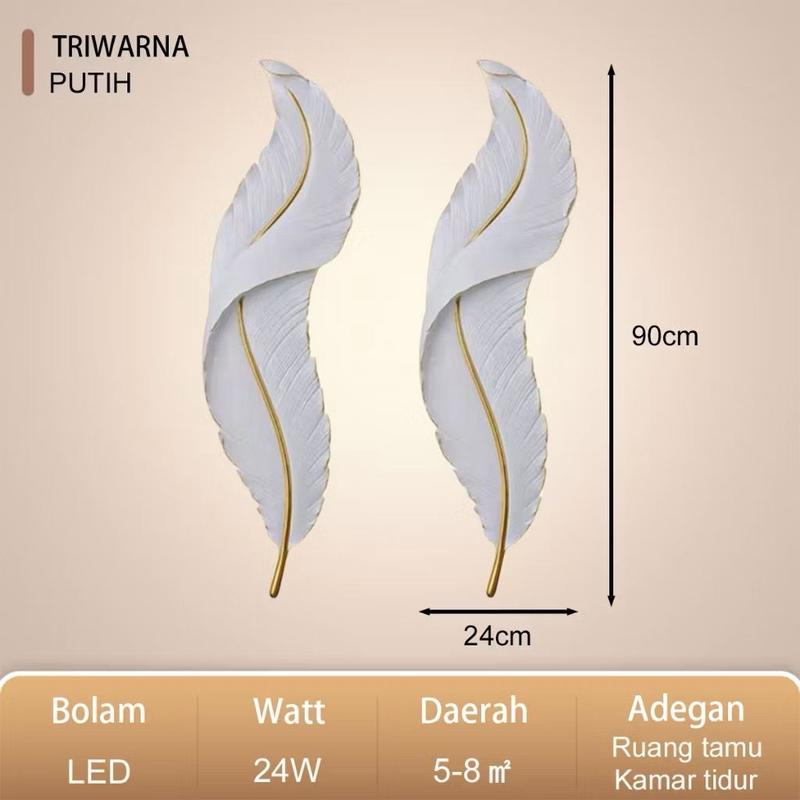 Lampu LED Woldecor Hiyasan Dinding Motif Bulu Angsa 3