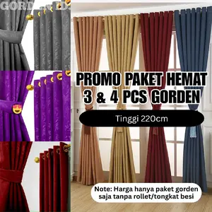 4 PCS dan 3 PCS PAKET HEMAT GORDEN PINTU DAN JENDELA MINIMALIS MODEL SMOKRING TINGGI 220 Katun Tali Curtain