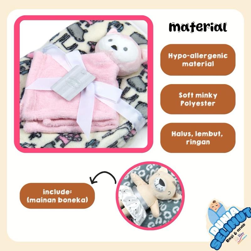 Selimut Bayi Baru Lahir Anak Perempuan Boneka Bear/Unicorn 1