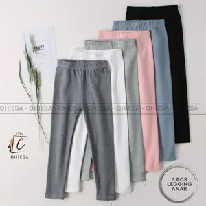 Paket Extra Hemat Isi 6pcs Legging anak perempuan Soft Rayon Kaos Usia 3 s/d 15thun Celana Leging Anak Perempuan Polos Slim-fitting Fashion