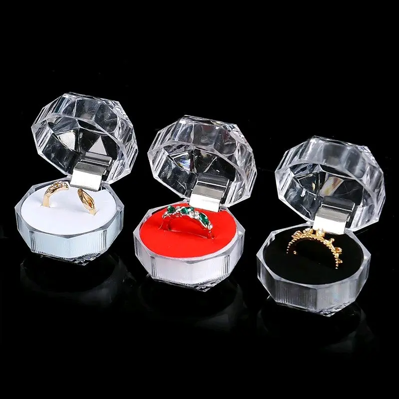 Kotak Cincin Akrilik Mini untuk Tunangan Hadiah Ulangtahun, Valentine, Anniversary Romantis