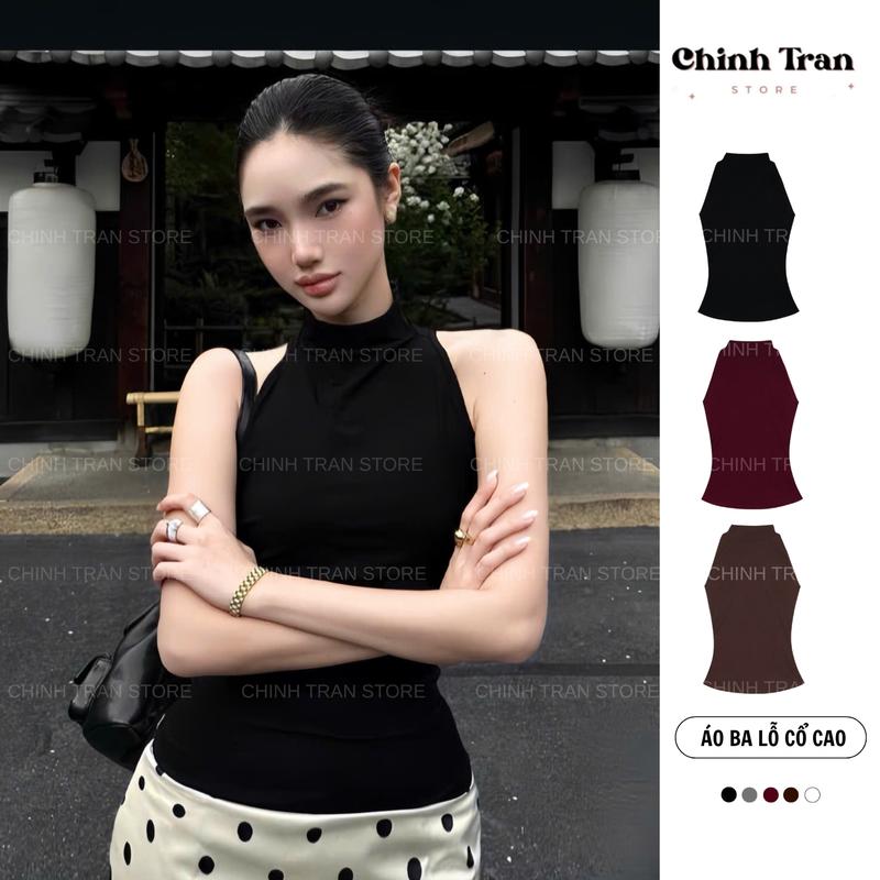 Áo Ba Lỗ Nữ Cổ Cao Ôm Body Chất Thun Cotton Mịn Mát Nữ Tính Nhiều Màu Basic
