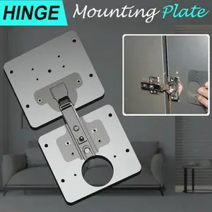 Cabinet Door Hinge Repair Plate Kit Steel Furniture Wardrobe Hinge Mounting Plate with Screw Flat Fixing Bracket Tools
