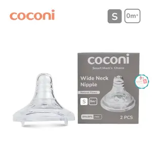COCONI Wide Neck Baby Bottle Nipple Teat Replacement 2 Pcs | Dot Botol Susu Bayi Wide Neck