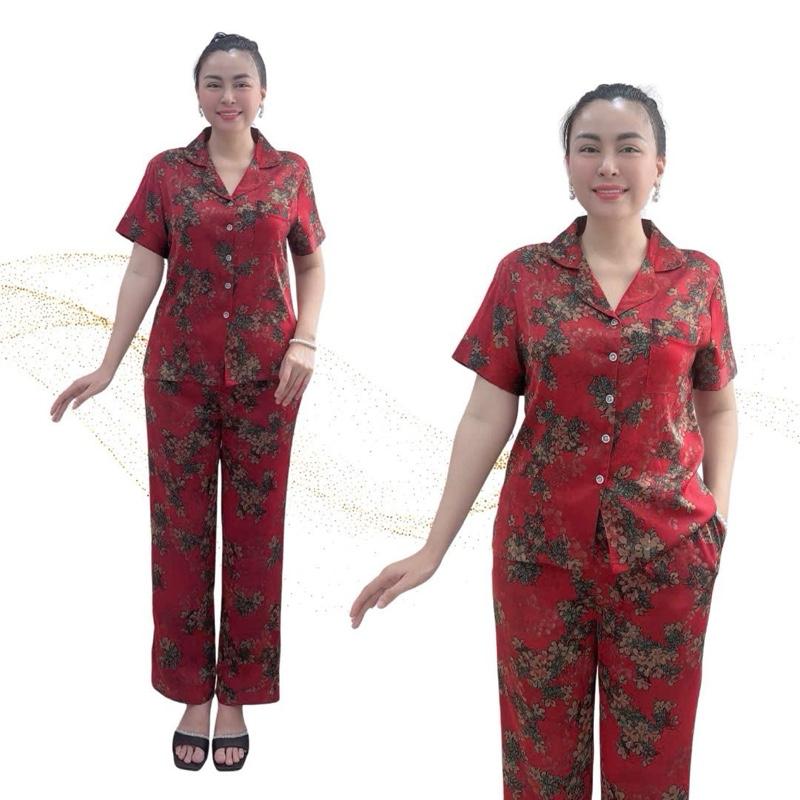 Y25 Set Bộ Pijama Trung Niên Lụa LATIN 2 Da Cao Cấp Hoạ Tiết Mới Lạ Sang , Quần Có Túi Sâu Cho Các Quý Cô , Đủ Size 45-80kg