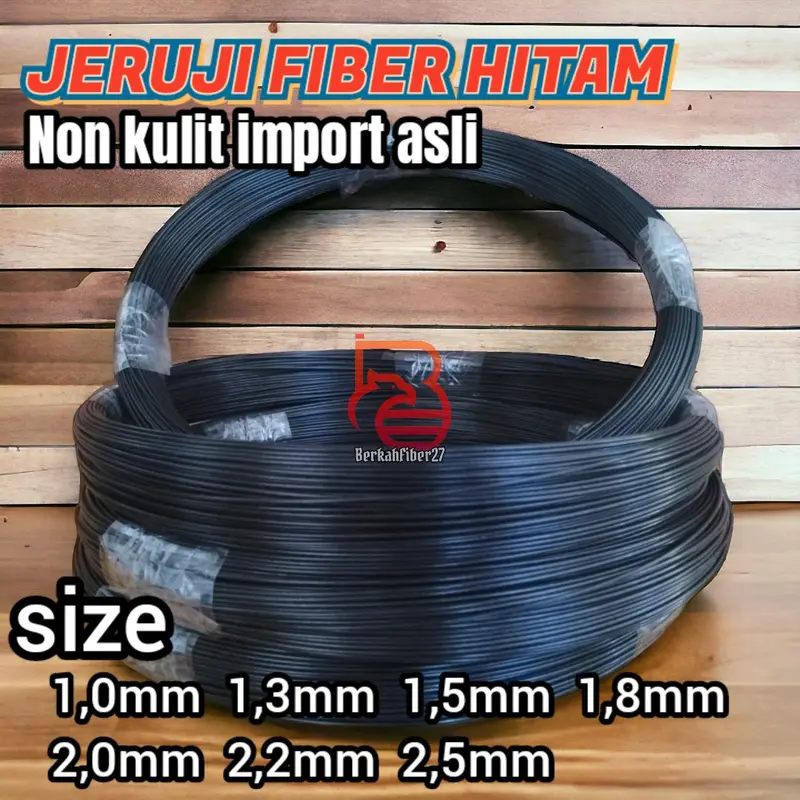 jeruji fiber hitam glossy import asli non KULITAN panjang 50 meter 0