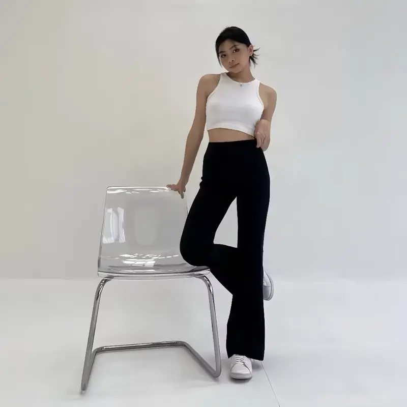 ￼Celana Cutbray Flare Pants Scuba Premium Bahan Stretch Melar Pinggang Highwaist Full Karet Nonresleting Wanita Panjang Casual Fit Kaki   Basic