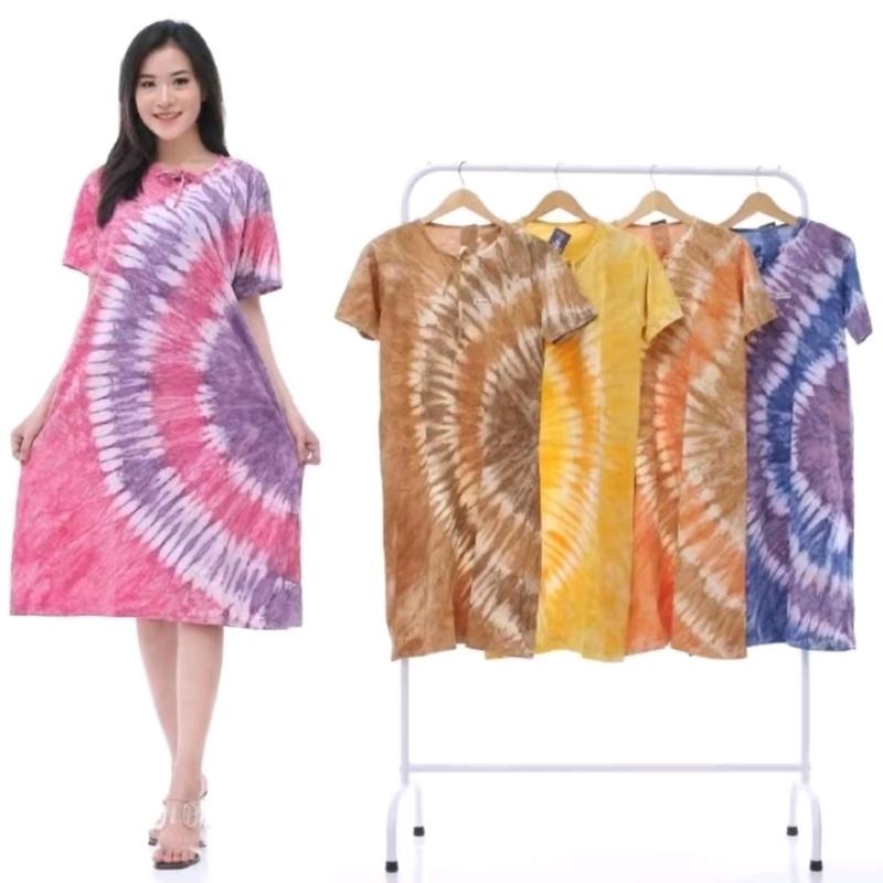 Paket Usaha 99ribu Dapat 5pcs Daster Kaos  Motif Abstrak Dewasa Jumbo Baju Dress Wanita Lengan Pendek Model Tali Depan Non Busui Panjang Bawah Lutut 3