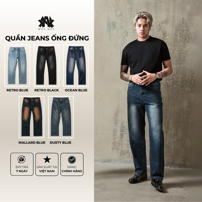   WHY.NOT  Quần Jeans Form Regular Ocean Blue Wash - Quần Jeans Suông Màu Xanh Ghi Đậm - Quần Bò Ống Suông Wash Màu quà tặng nam 19 11 quần nam quần nam hot boy phố quần nam quần ống rộng đẹp nam quà tặng các bạn nam quần bò nam 