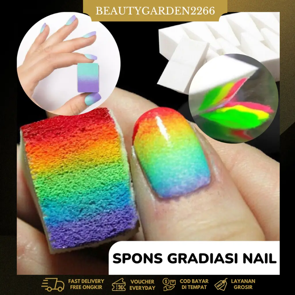 【 COD 】White Sponge Nail Untuk Membuat Nail Ombre/Spons Stempel Warna Gradasi(1pcs)