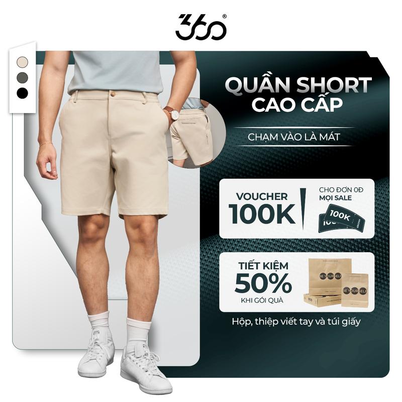 Quần short kaki nam thương hiệu 360 Boutique quần short nam cao cấp đứng form - QSKTK604