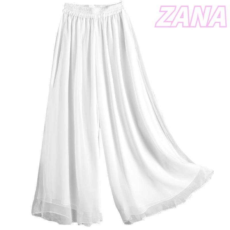 Quần Palazzo Ống Rộng Xếp Ly Dáng Rộng Vải Voan Buộc Dây Ruy Băng Cho Nữ, ZANA