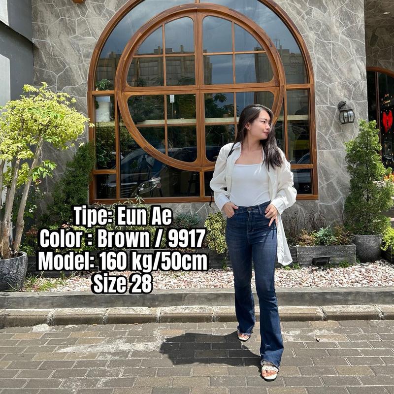 Eun Ae Jeans | High waist Cutbray Jeans unfinish cut | 9918 | Aeri Denim | Celana panjang wanita Stretch 2