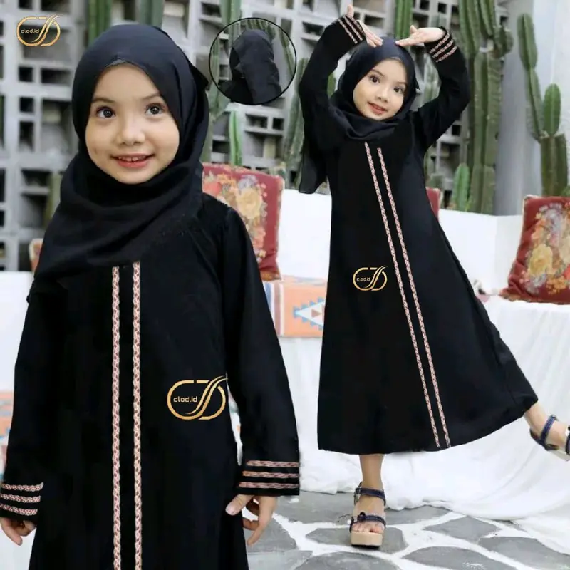 Abaya marocain gamis anak wanita terbaru Dress Muslim Syari Airflow Baju Panjang Lebaran Cewek 1