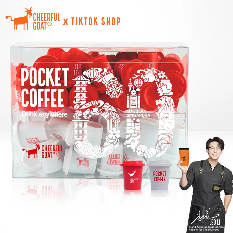 Cheerful Goat Americano Latte Black  Hot & Cold Brewed 60Cups*2g Singapore 60th Anniversary Beverage Nata pocket coffee
