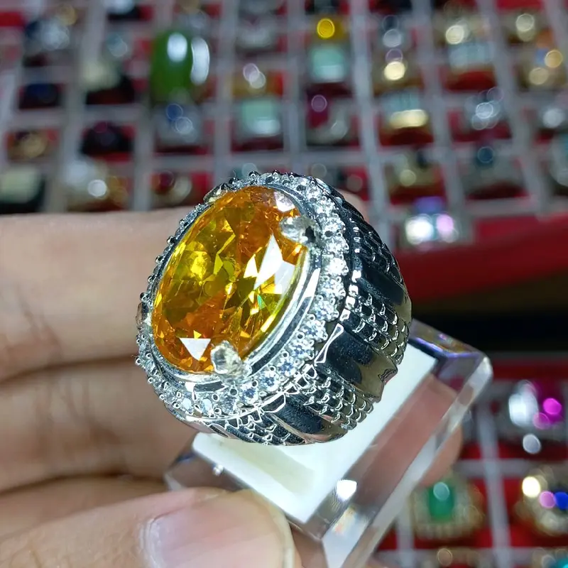 CINCIN PERAK PERMATA YELLOW CITRINE MEWAH DAN ELEGANT 3