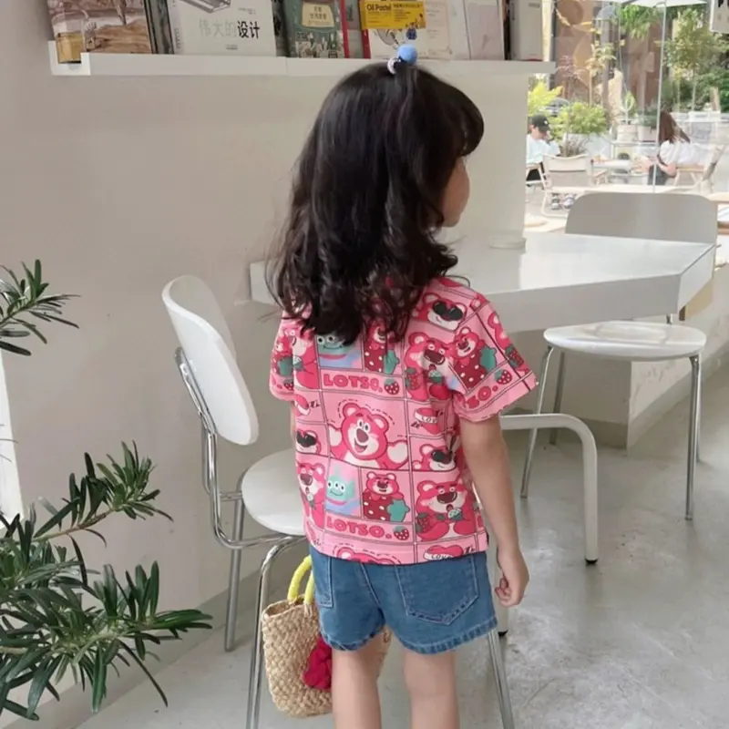 ByKiddos - Atasan Kaos Anak Perempuan Gaya Kasual Longgar Lengan Pendek Bermotif Lotso Dan Kuromi Fashion Lucu 6