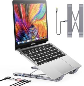 USB‑C ノートPCドッキングステーションスタンド、USB‑C タブレット用ドック、4K HDMI対応の8‑in‑1 USB‑C ハブ（USB 3.0×2、PD 100W）、MacBook Pro／Air／Dell／HP／Surface／Lenovo 対応の汎用ドッキングステーション、プラグ＆プレイ
