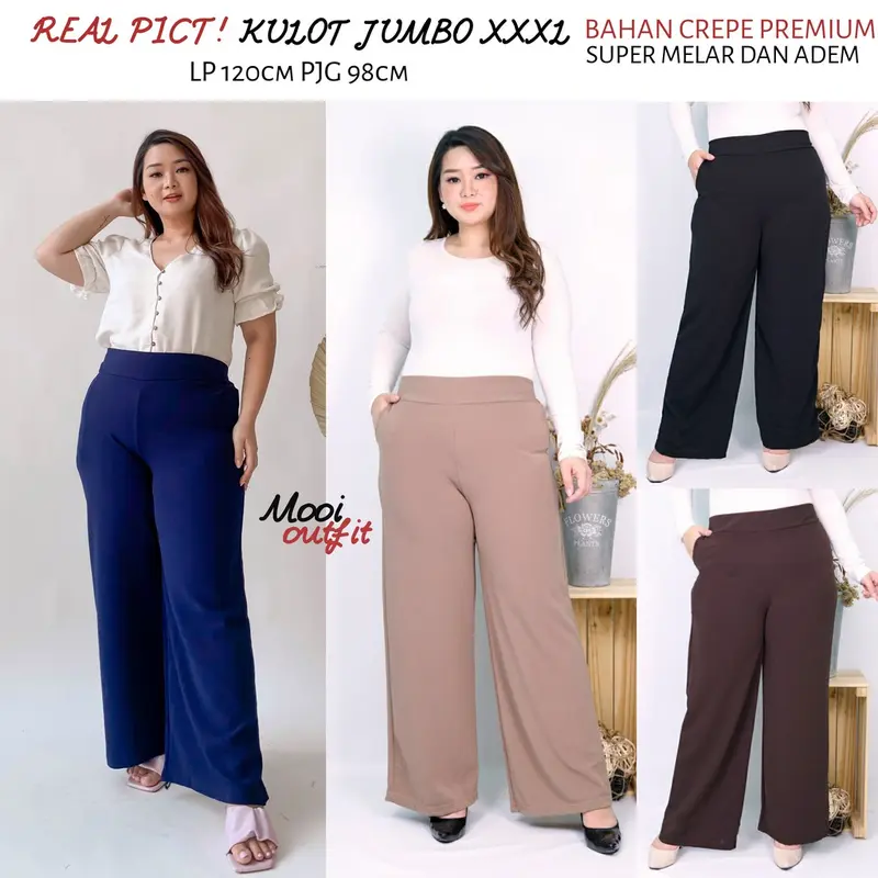 CELANA KULOT JUMBO BAHAN KULIT JERUK - KULOT CREPE JUMBO Karet Lembut Melar 0